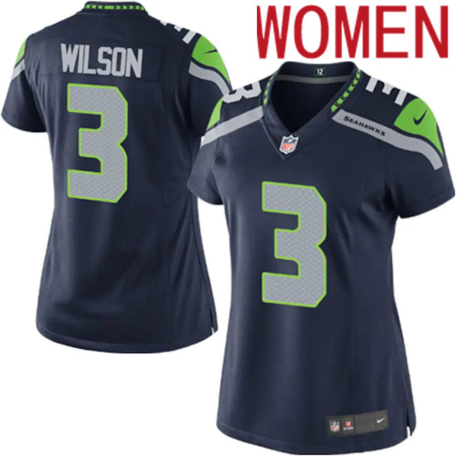 Women Seattle Seahawks #3 Russell Wilson Nike College Navy Game Player NFL Jersey->women nfl jersey->Women Jersey